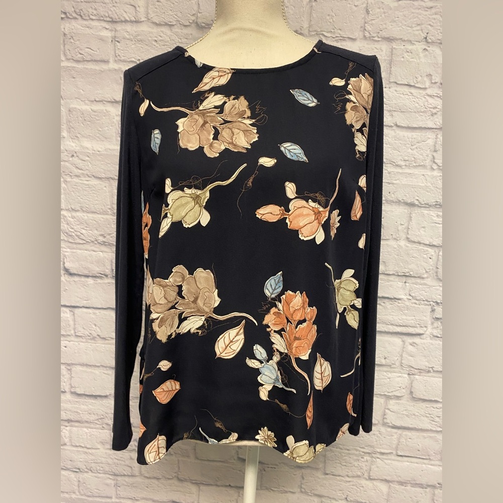 Skies are Blue Floral Long Sleeve Layered Look Long Sleeve Top Size Small